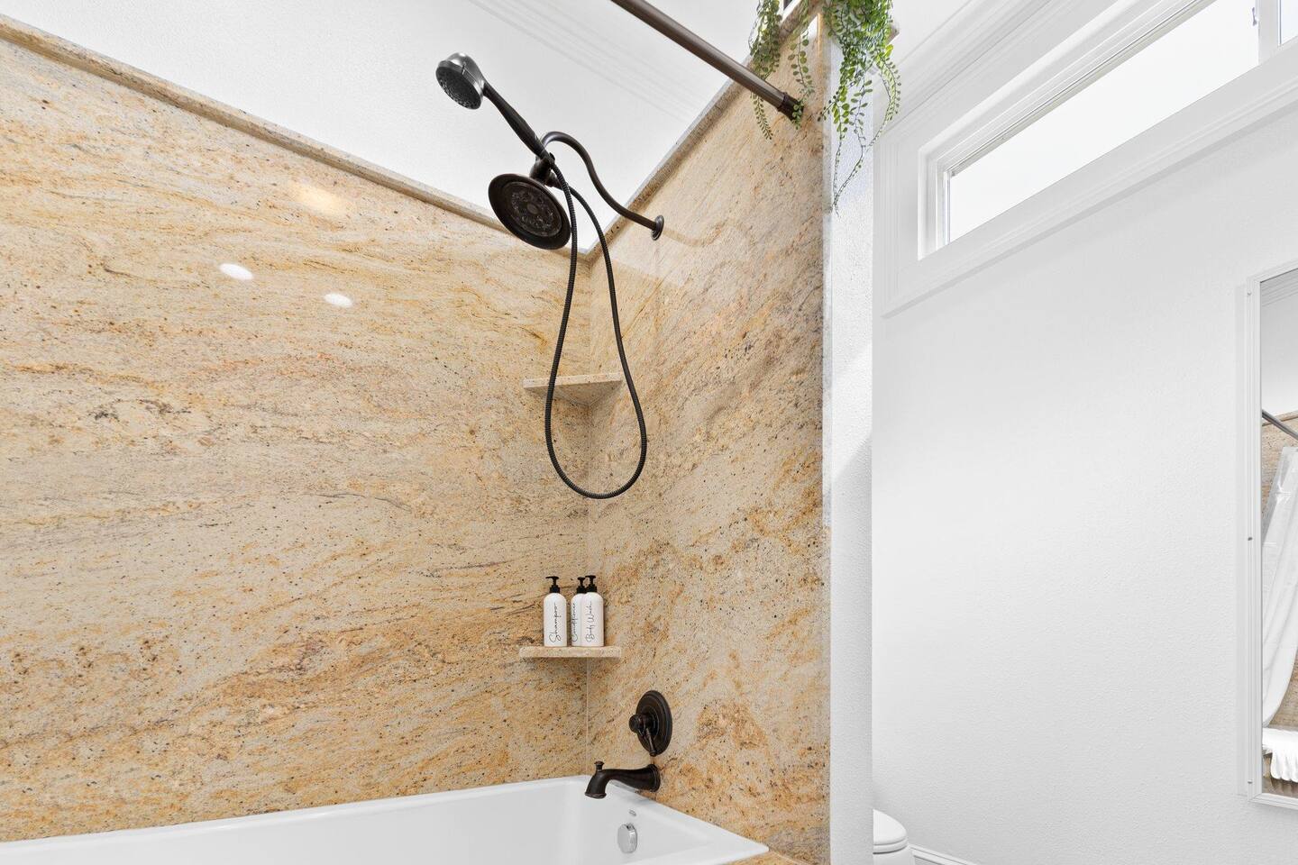 Huge soaking tub and shower
