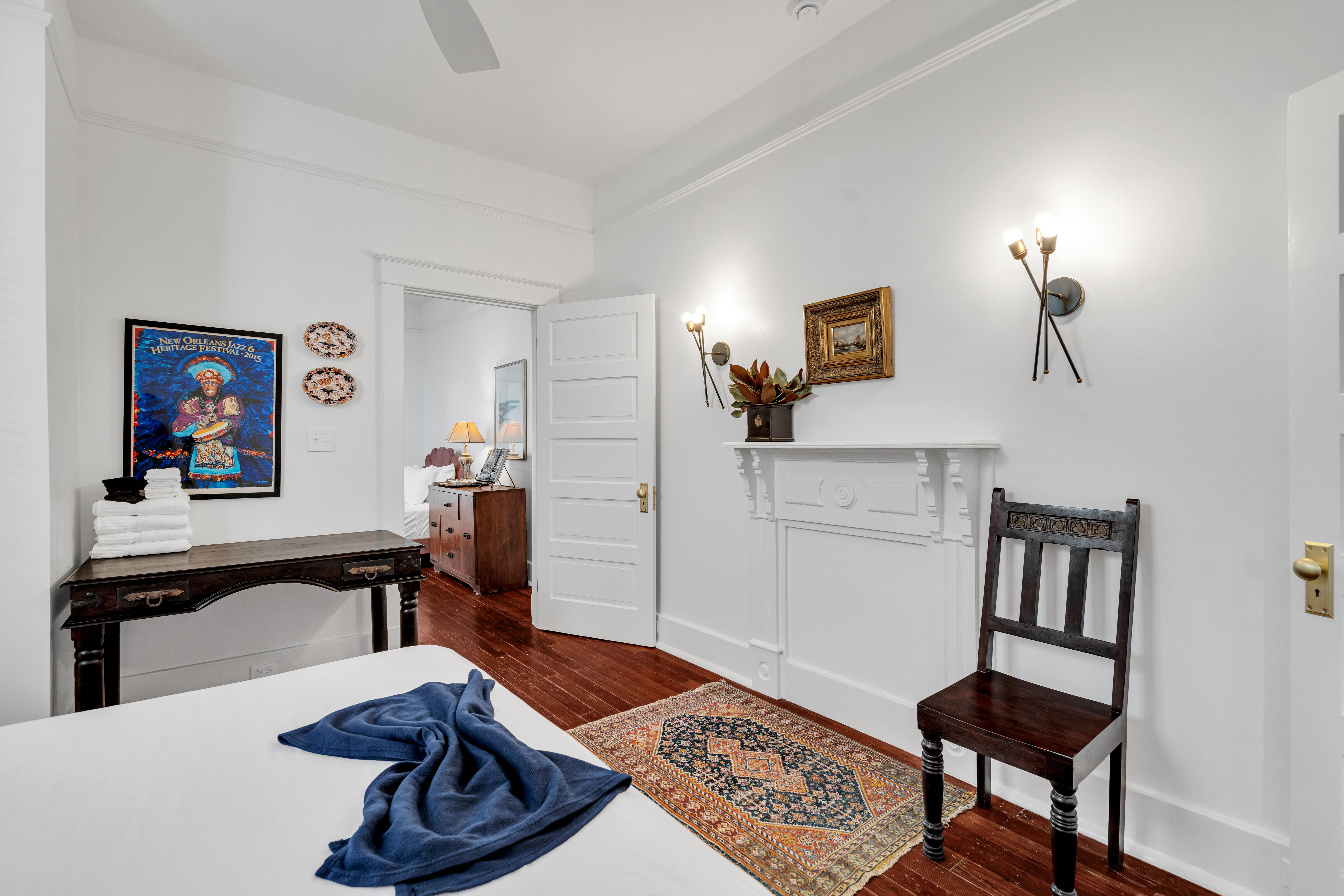 Bedroom workspace and storage area