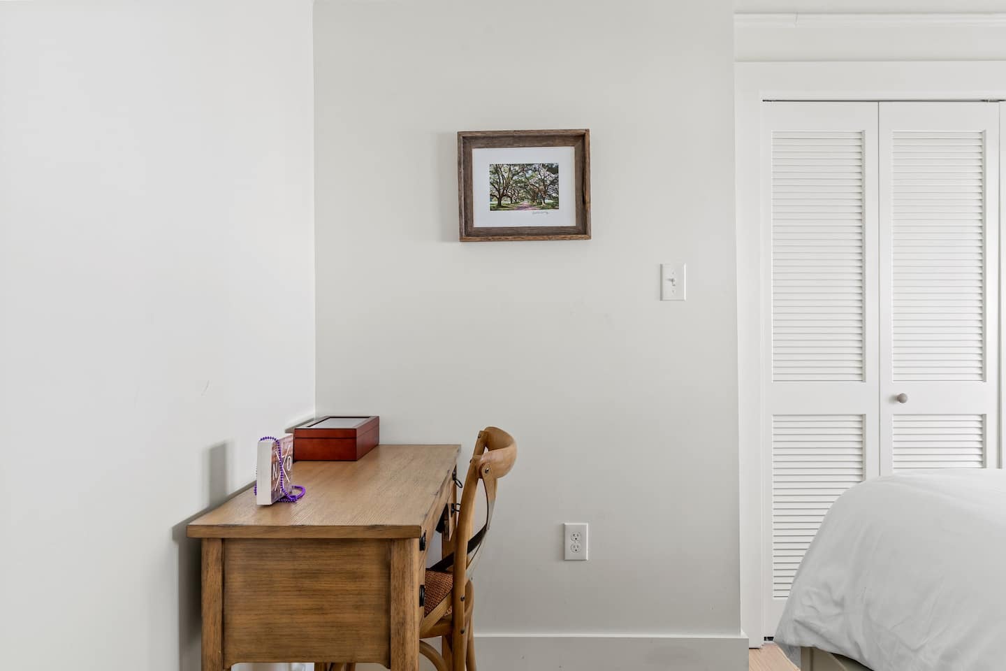 Second Bedroom| Desk provided for your use as well as closet for any storage space you might need!