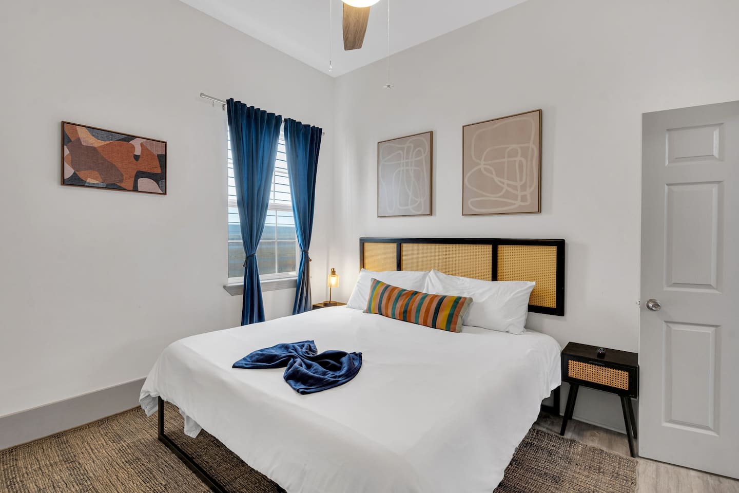 Unwind in this stylish and serene retreat, designed for ultimate comfort and relaxation. With a cozy king-size bed, chic décor, and thoughtful touches, this space is perfect for a peaceful night's rest after exploring the city!