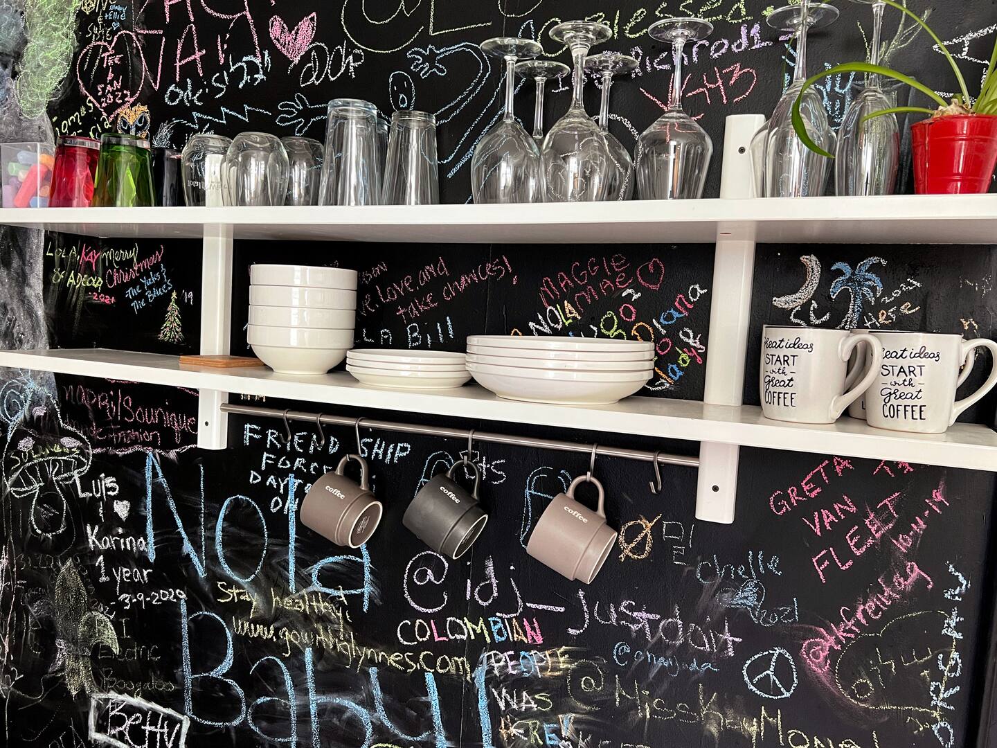 Chalk Wall in the kitchen.
Please leave a message or a drawing.
