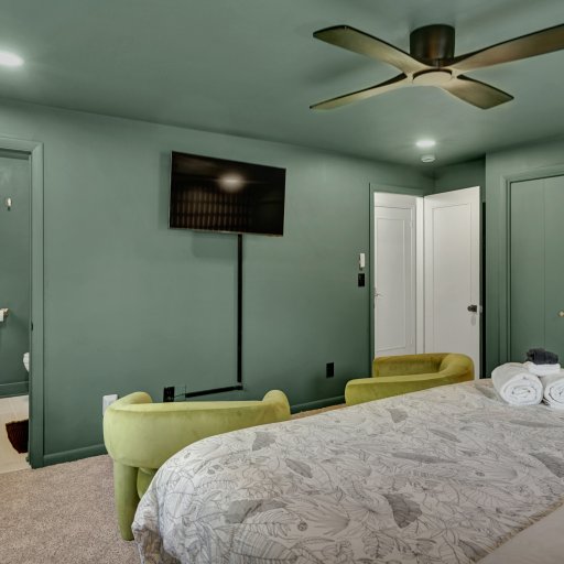King suite — the door leads to its private bathroom.