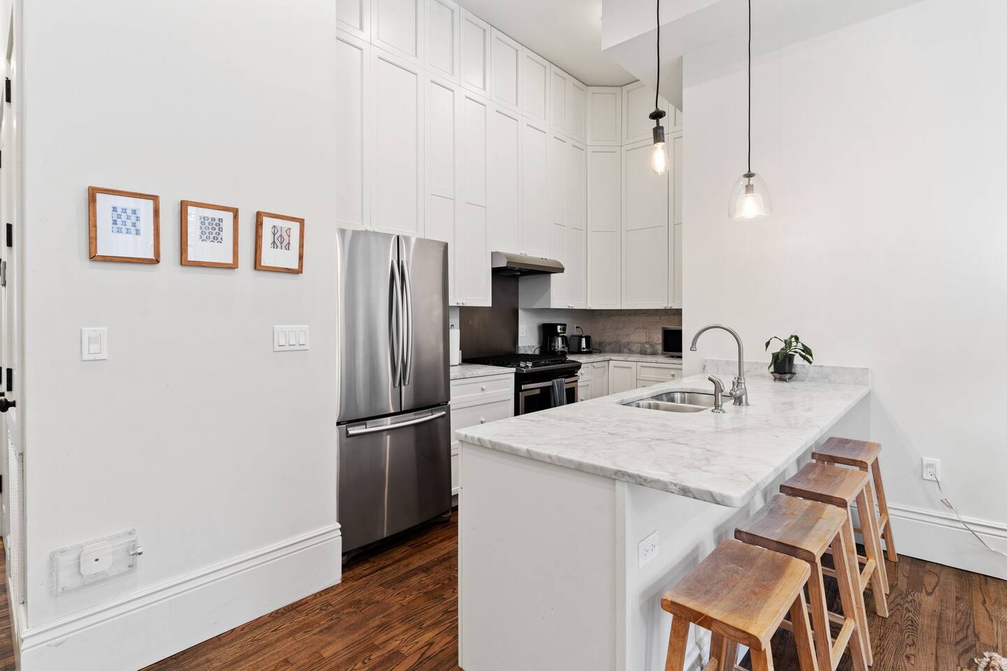 Kitchen space with bar seating
