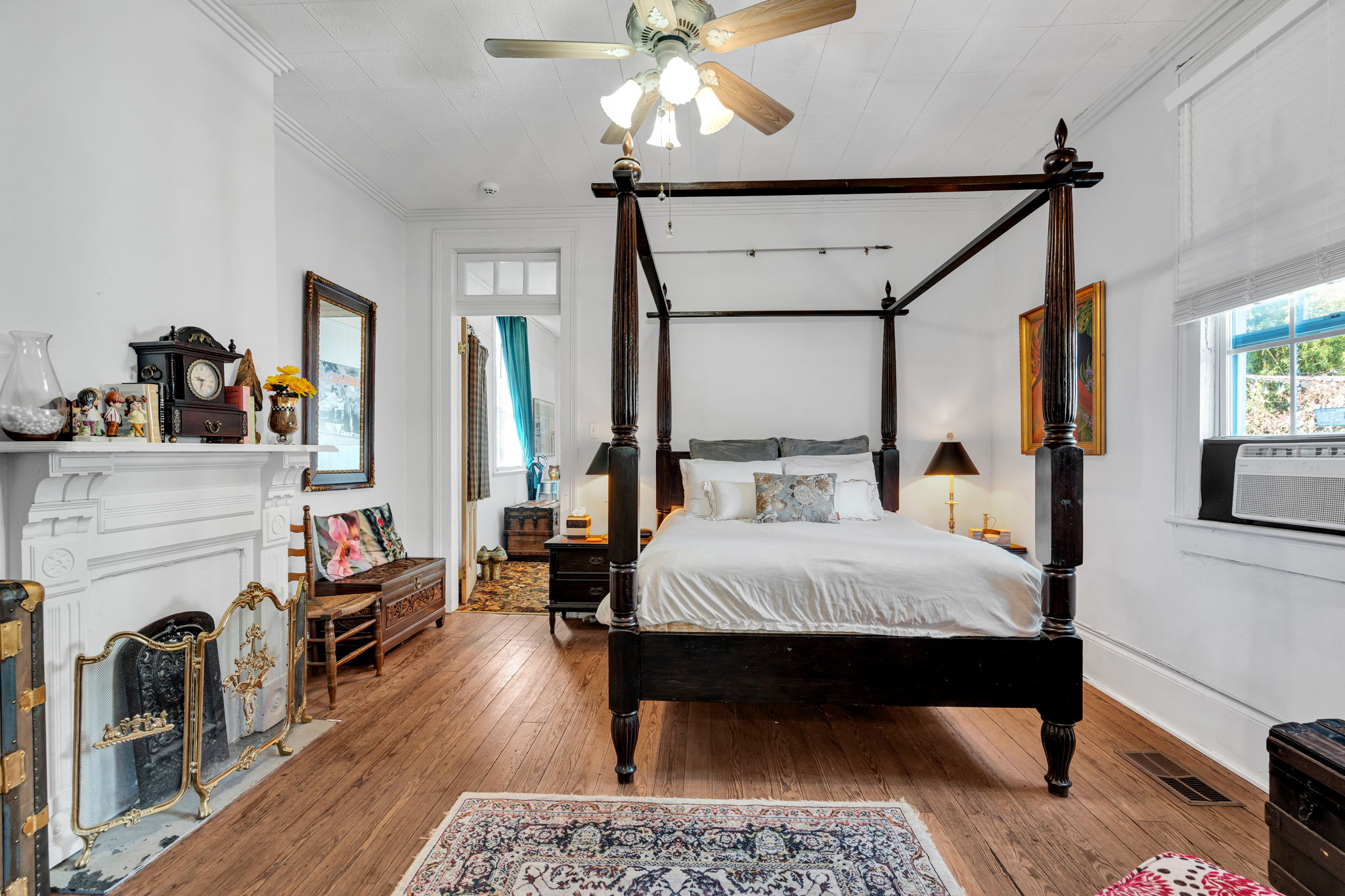 Spacious primary bedroom with king bed