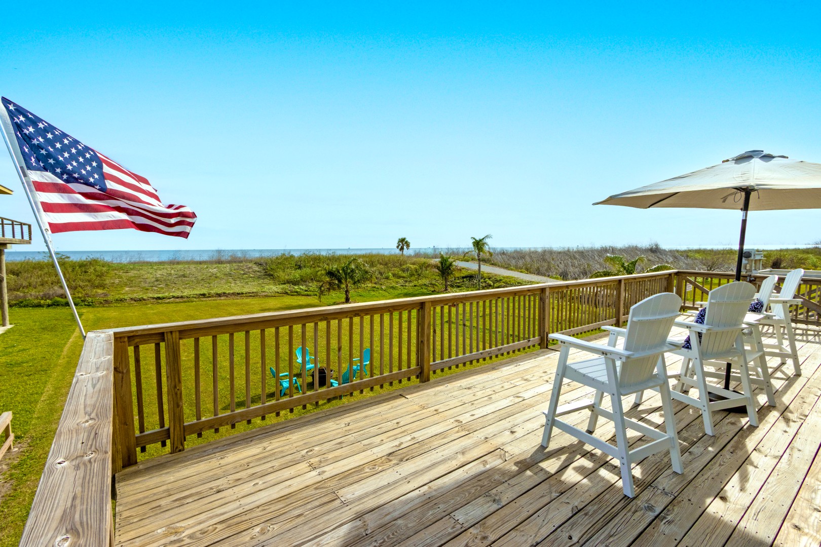 Gulf view from the shaded beachfront deck