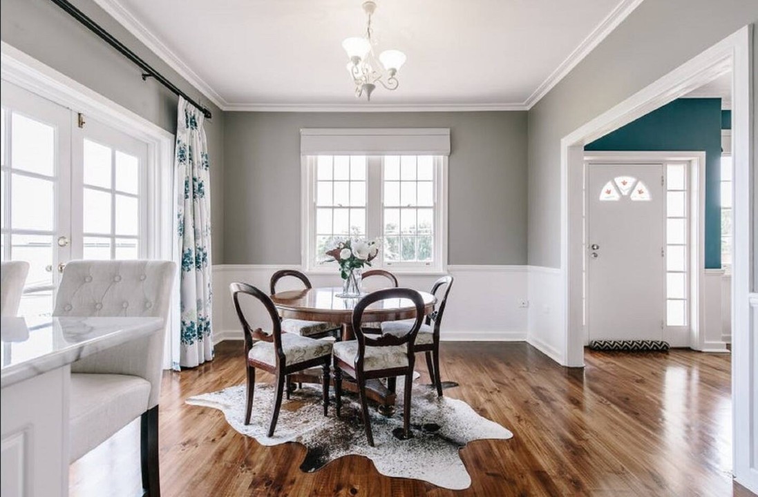 The lounge area leads into the dining room