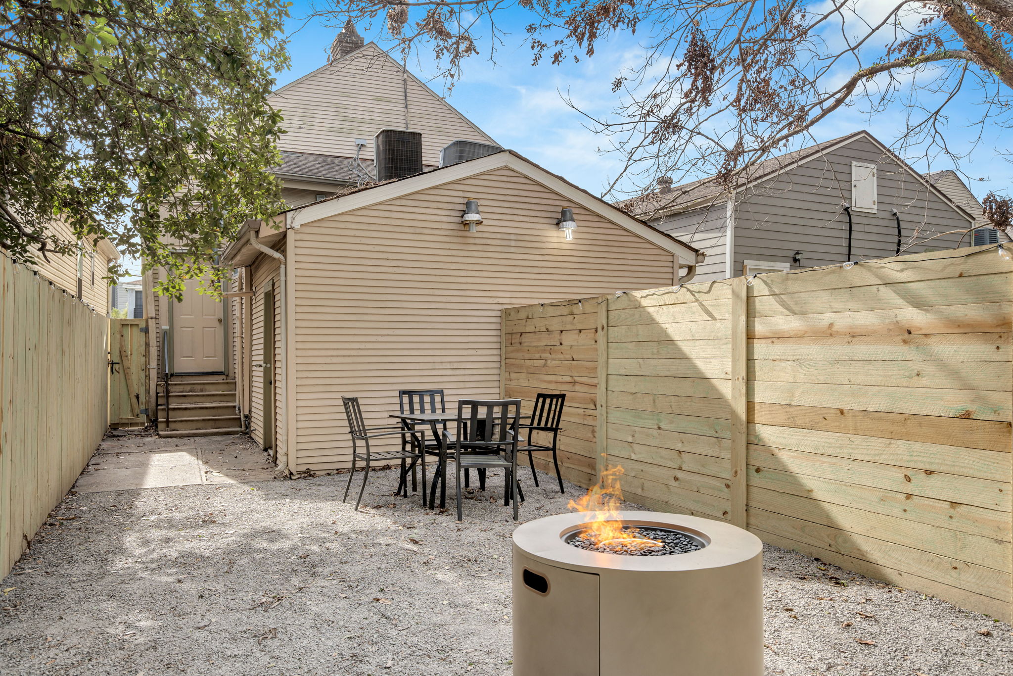 Private courtyard with fire pit