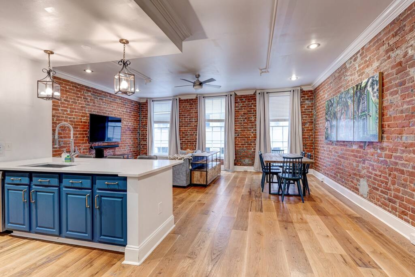 living room space with dining room table perfect for family meals