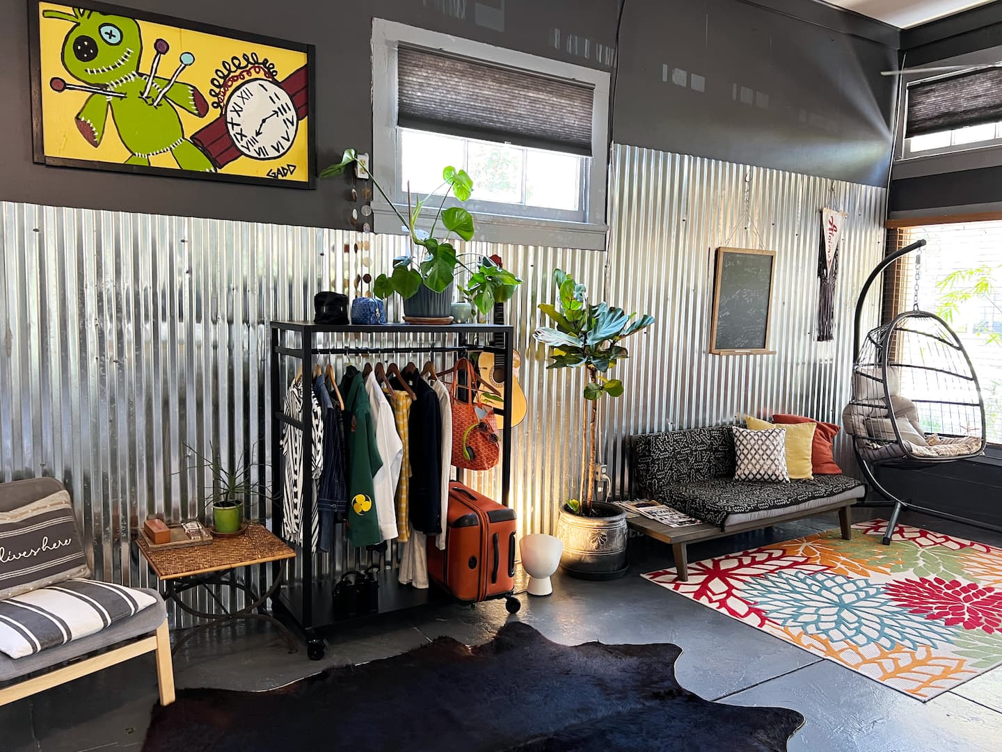 The hanging chair is a delightful place for some suspended meditation.