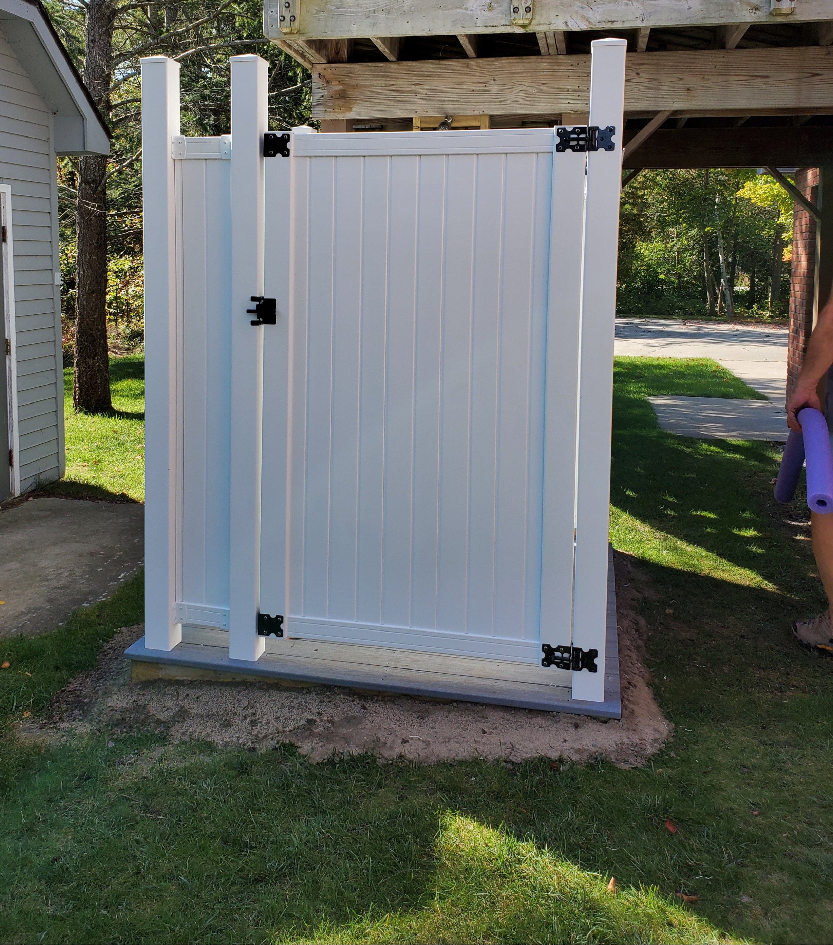 EXTERIOR:  The very convenient outdoor shower, which is great for keeping sand and dirt out of the house!