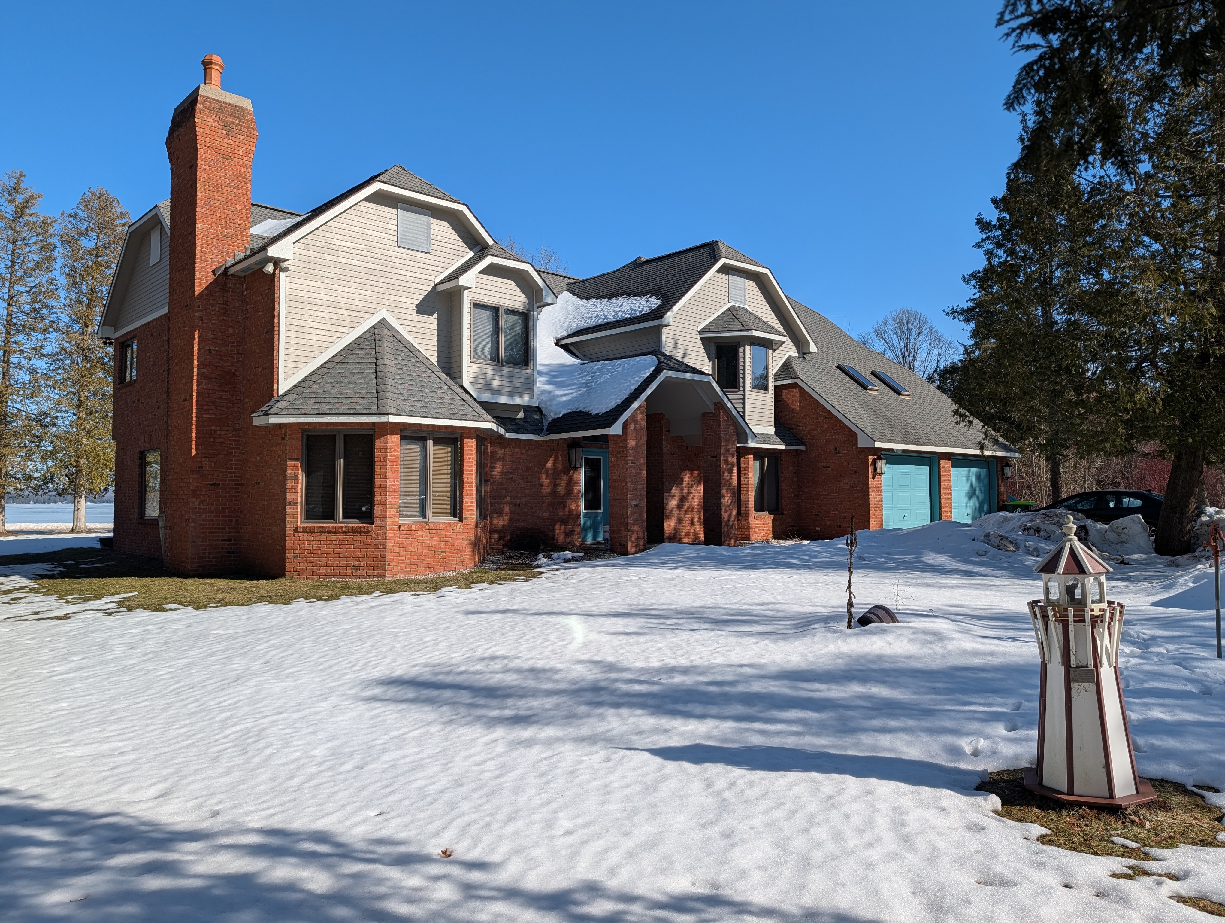OVERVIEW:  The front of the home in winter.