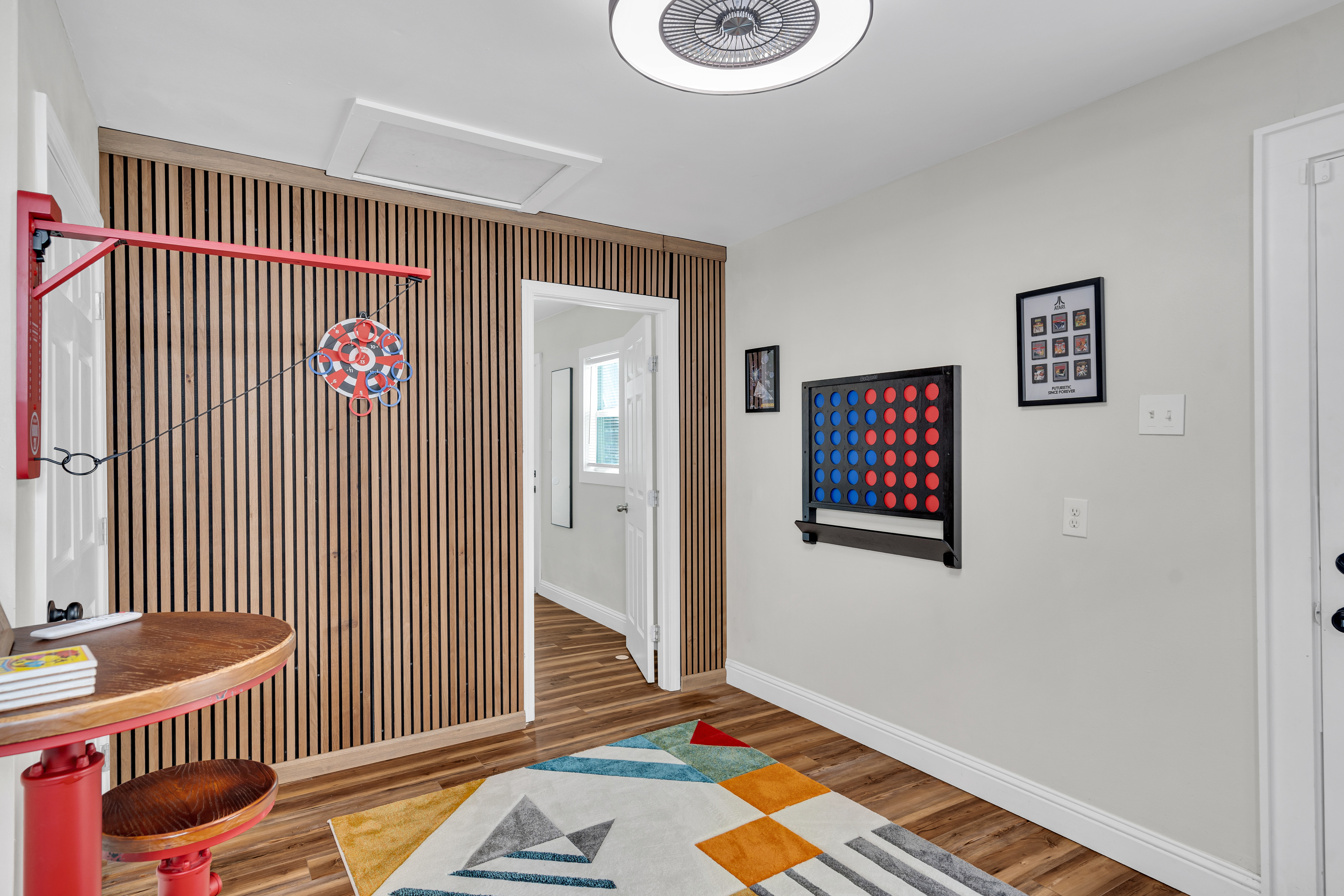 Fun game nook featuring family-friendly entertainment.