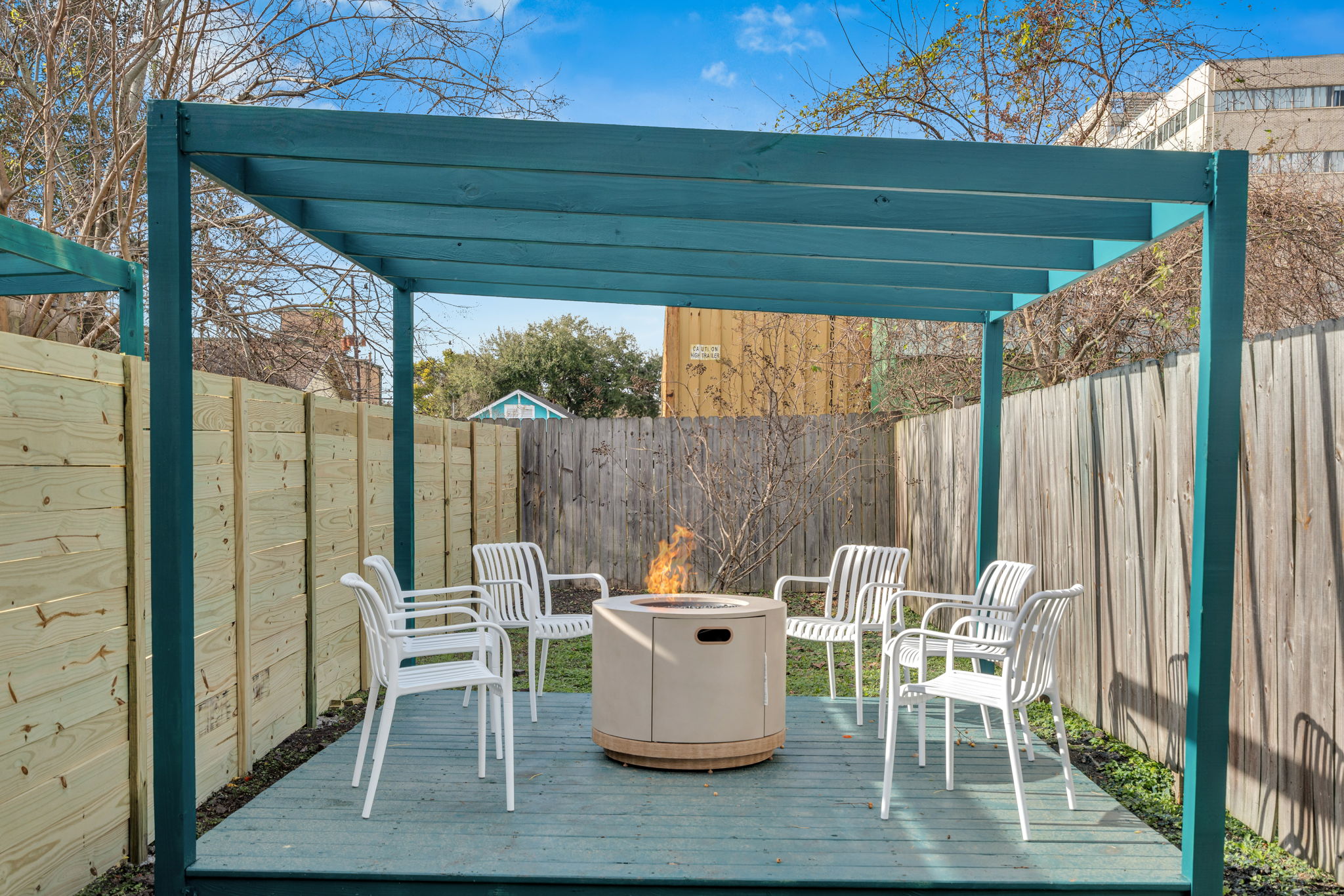 Private courtyard with fire pit for evening hangs