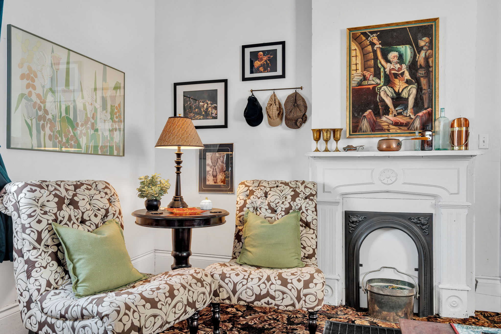 Art-filled lounge with timeless details