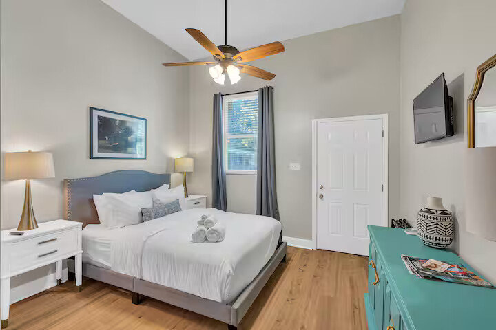 Bedroom 2 offers a peaceful retreat with a comfortable bed, fresh linens, and a relaxing vibe. Ideal for catching up on rest, it’s a quiet spot to recharge between adventures.