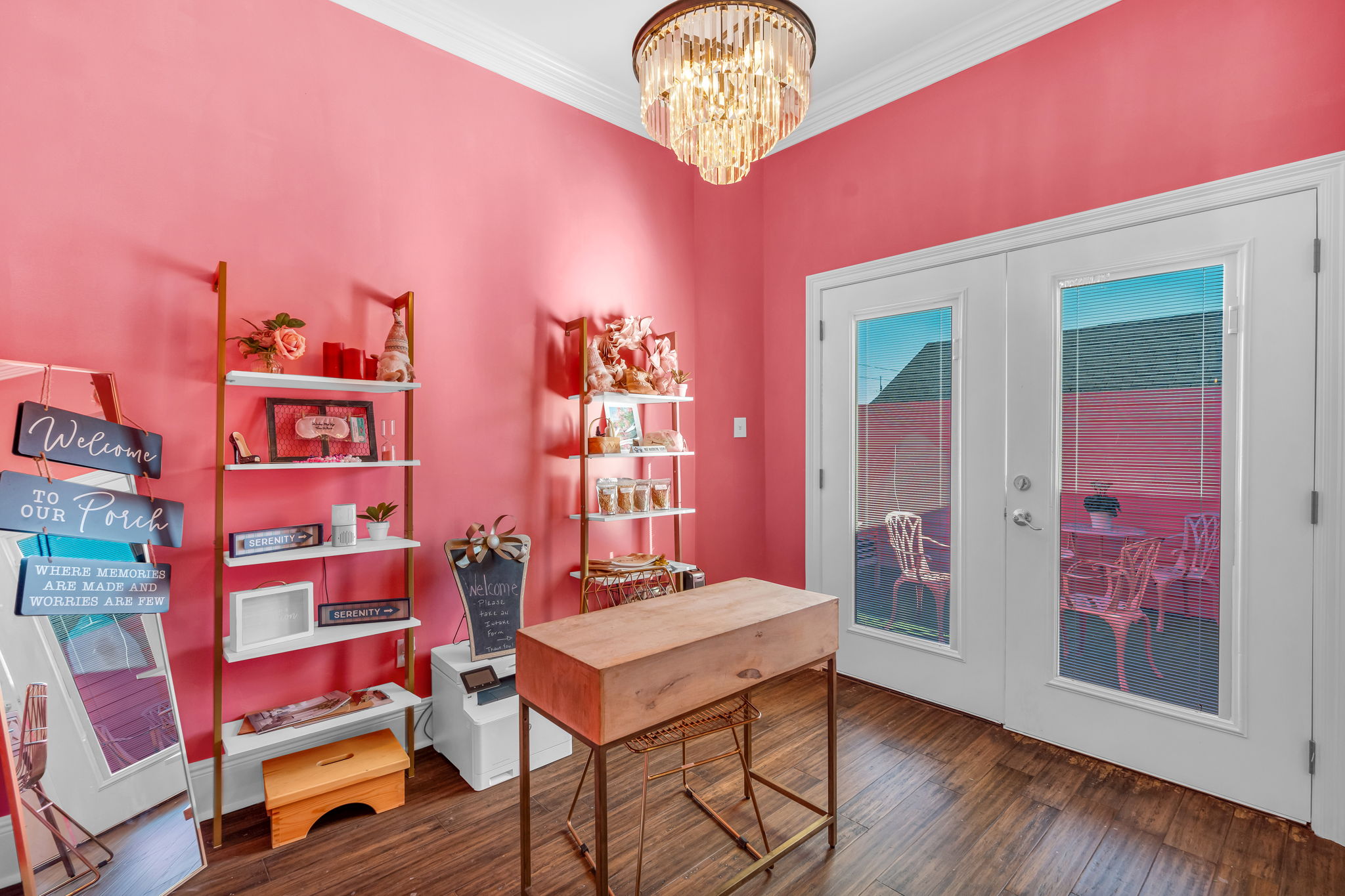 Creative workspace with pink flair