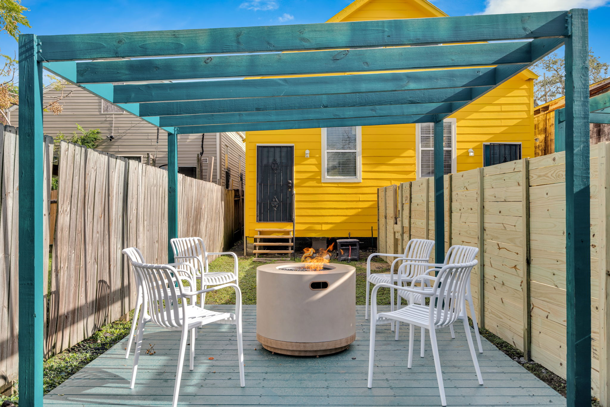 Covered outdoor lounge perfect day or night