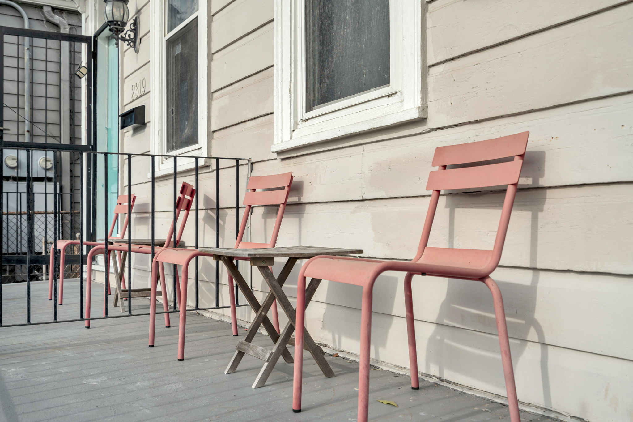 Front porch seating for morning coffee