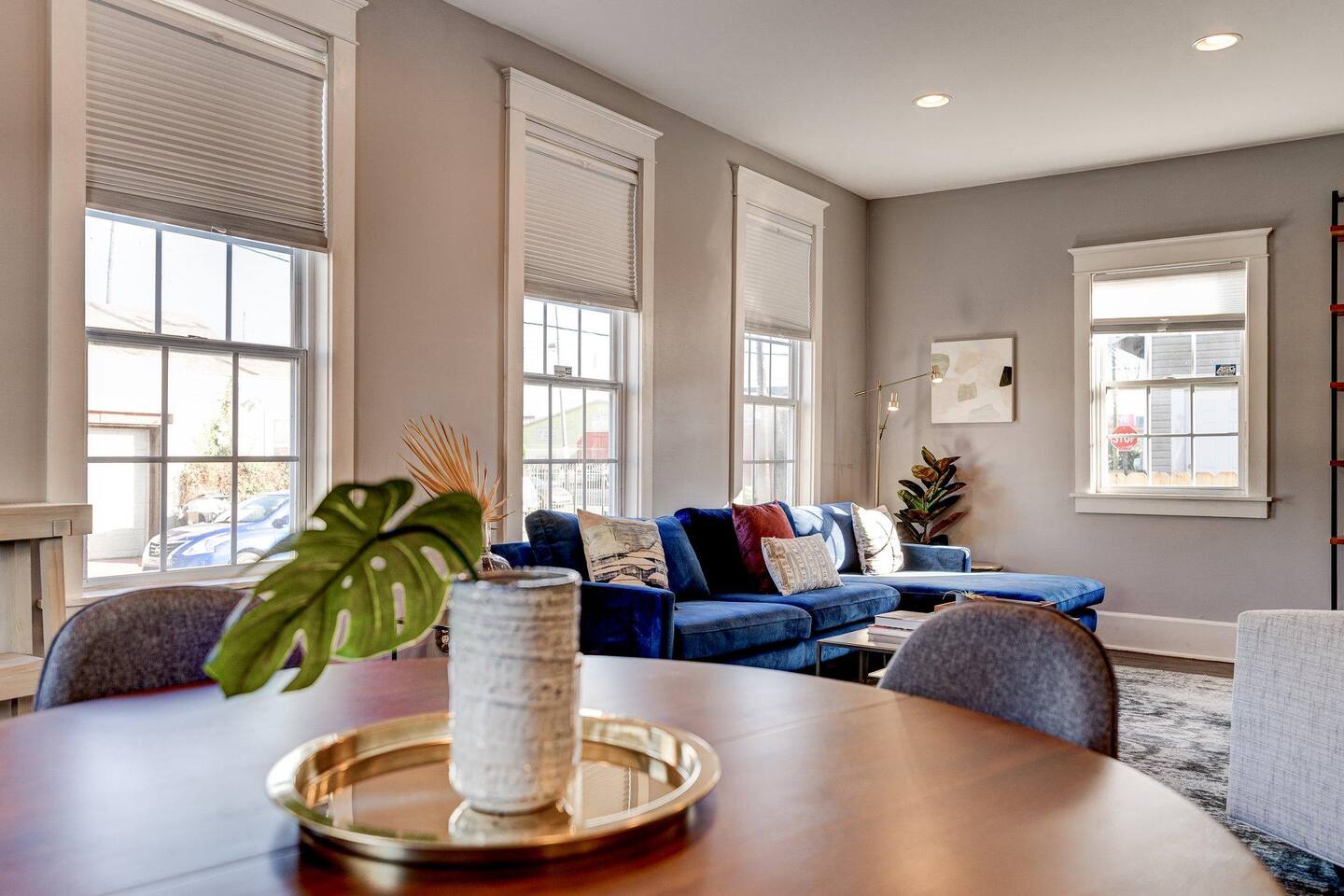 dining room table and view of the comfortable living room space