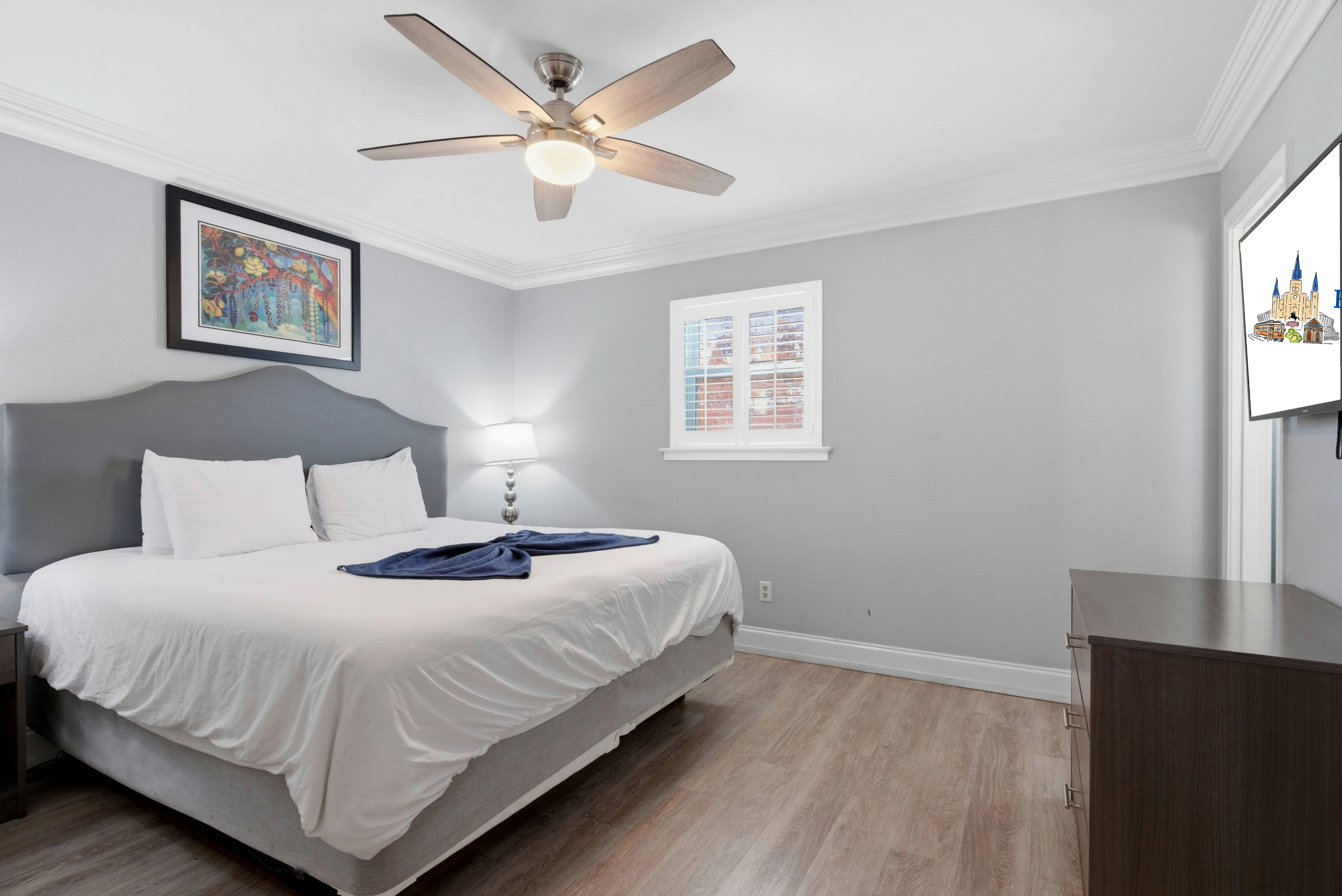 Airy bedroom with gentle morning light