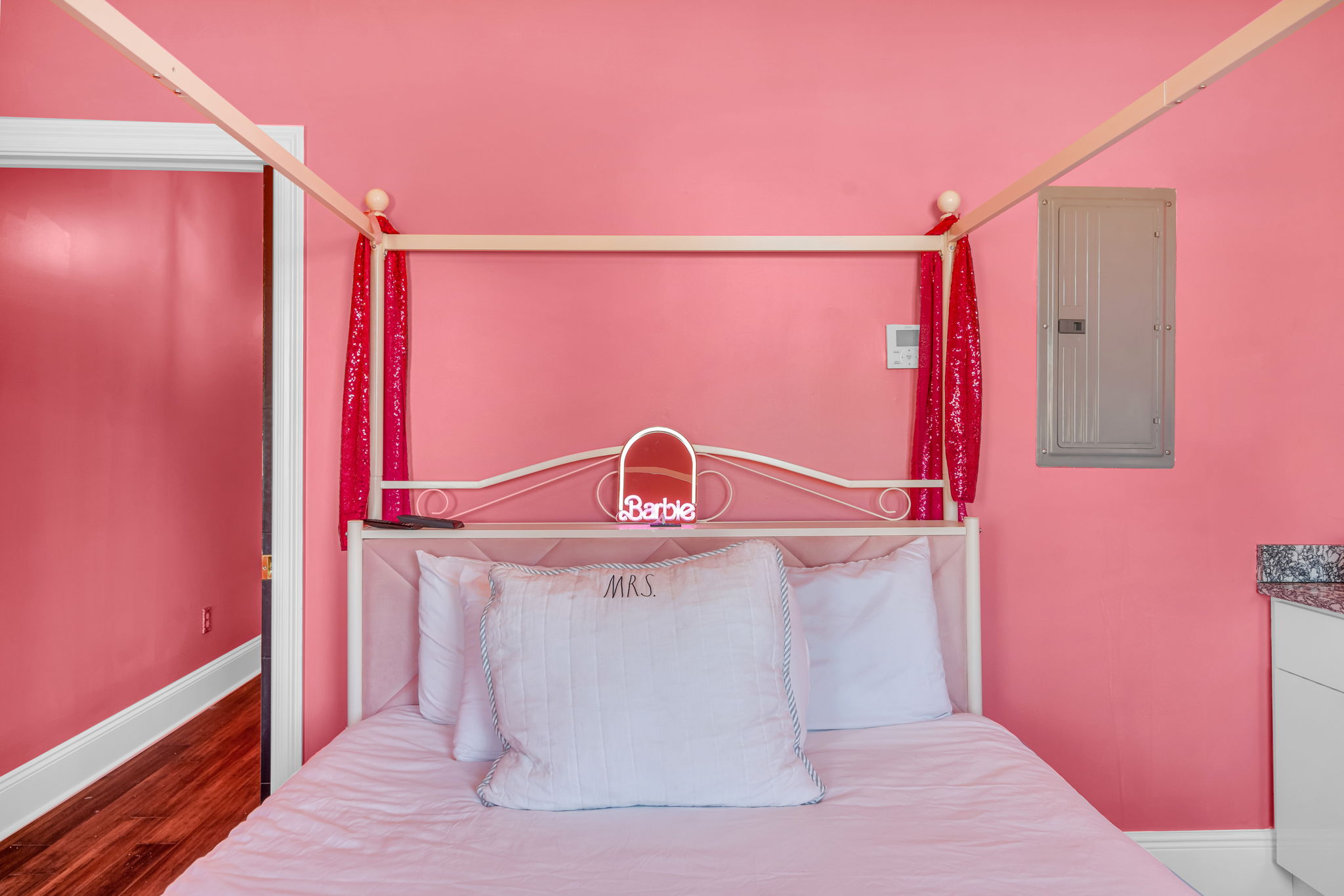 Statement bed with canopy frame