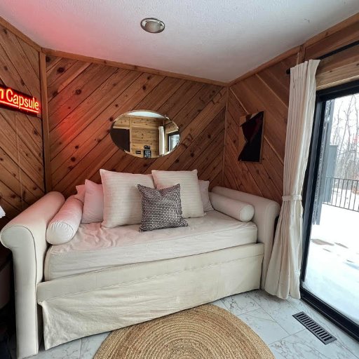 Trundle daybed with two twins near sauna area
