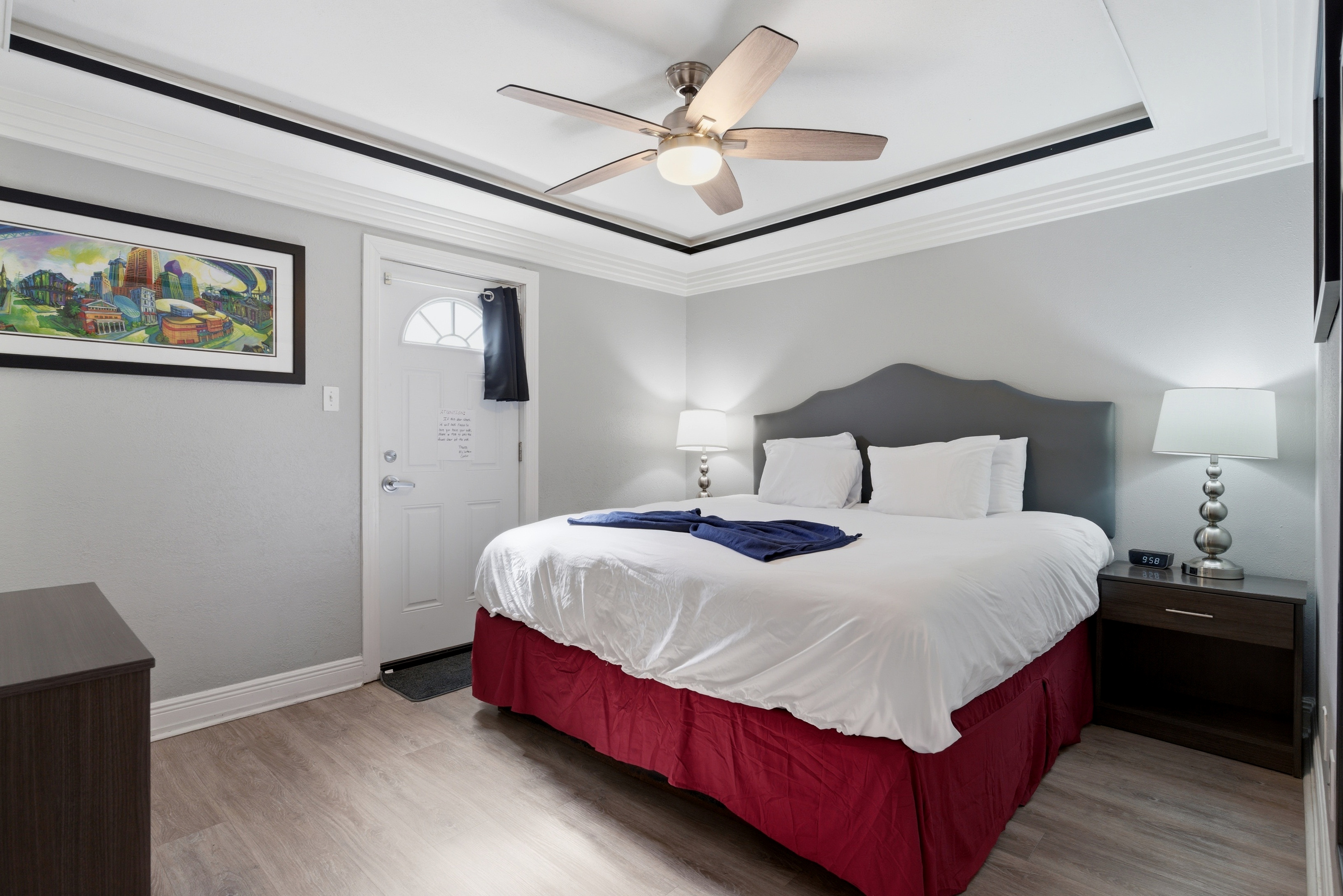 Plush king bed with elegant comfort