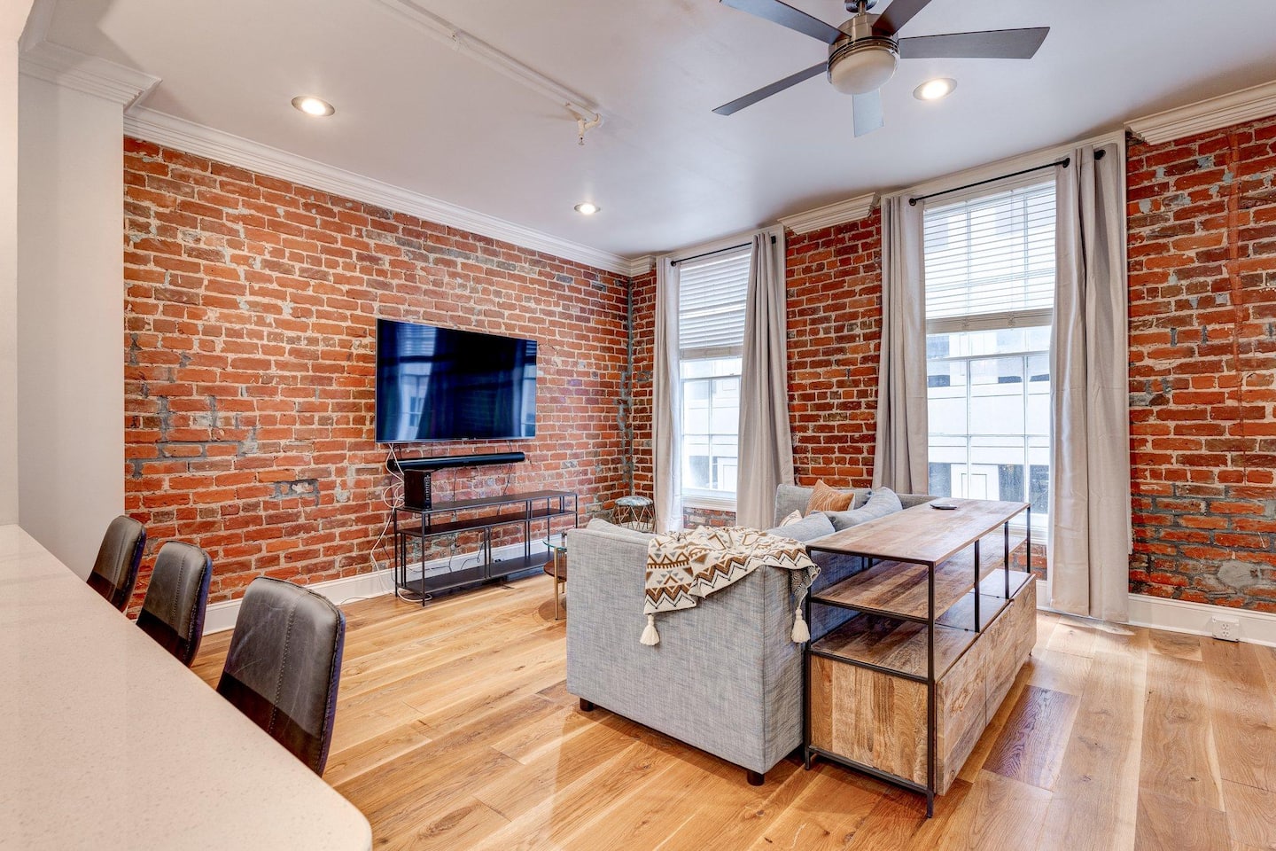 living room space equipped with a TV perfect for watching netflix!