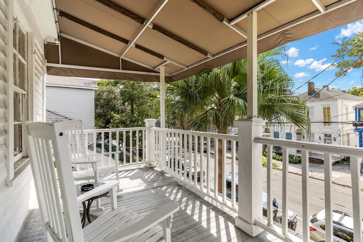 Balcony with chairs and small table, perfect for relaxing!