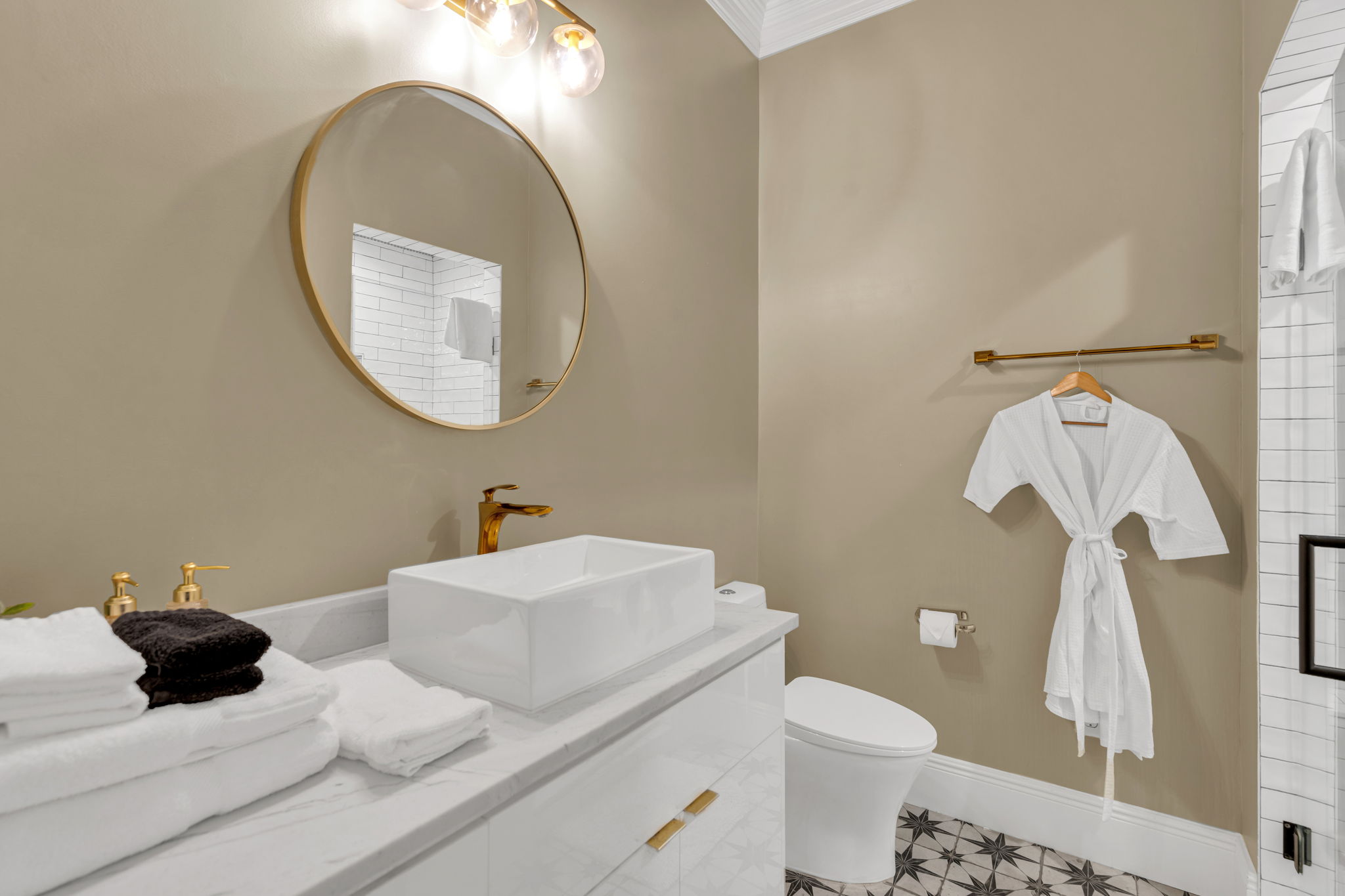 Clean, modern bath with spa-like finishes