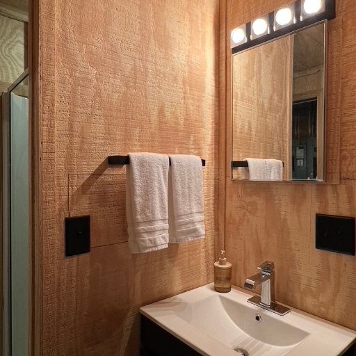 Bathroom with wooden accents and contemporary design