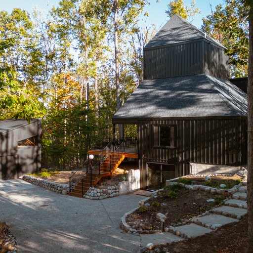 Secluded forest setting exterior view