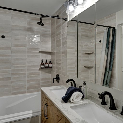 Updated full bathroom with modern finishes.