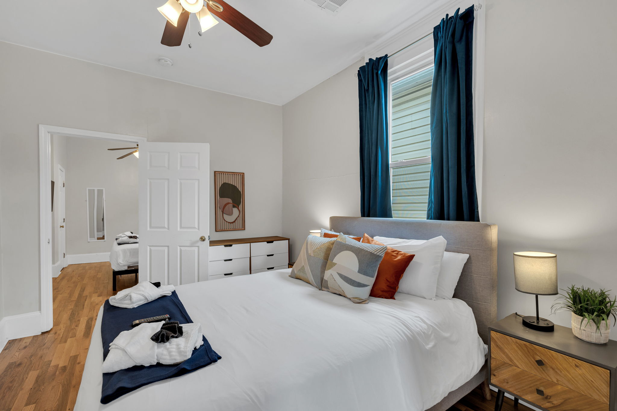 Serene bedroom designed for rest