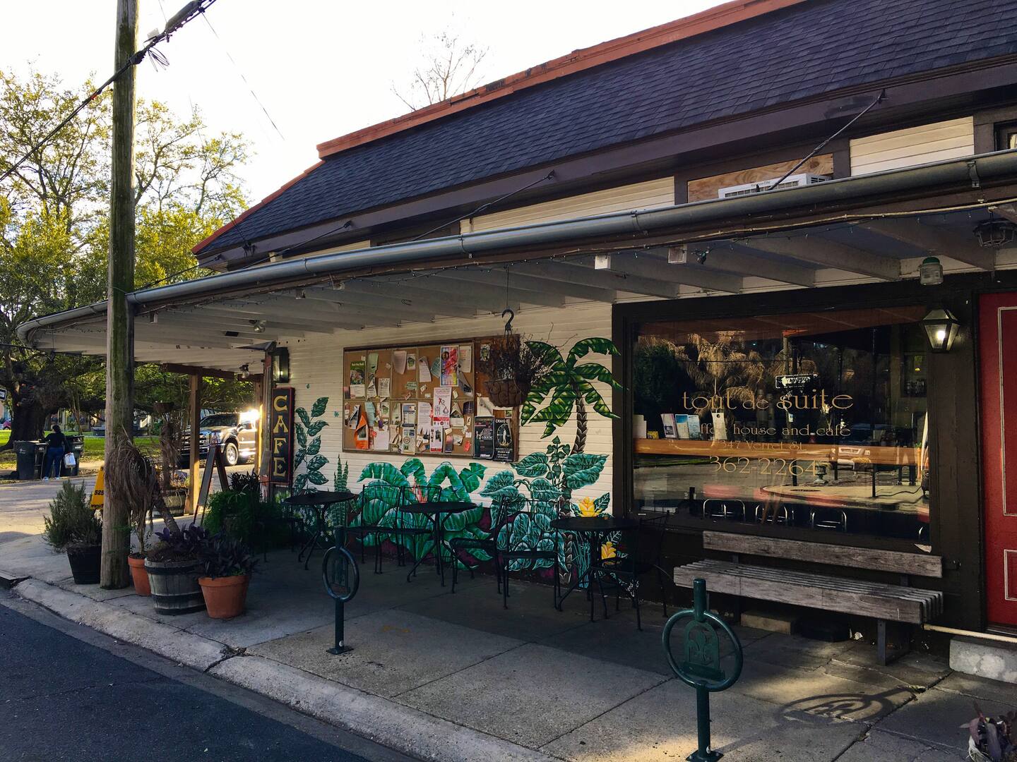 Tout de Suite Cafe has amazing breakfast and lunch. Just a few blocks away.