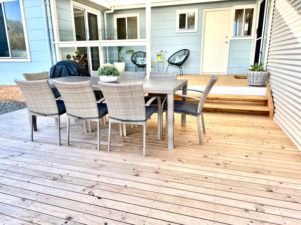 Upgraded outdoor deck and pergola with BBQ and alfresco dining