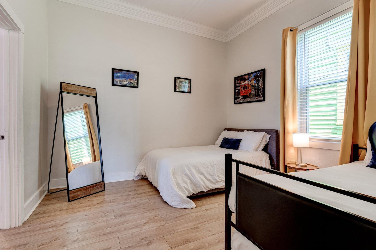 Two Twin Beds and One Full Size Bed in Second Bedroom | Full Body Mirror