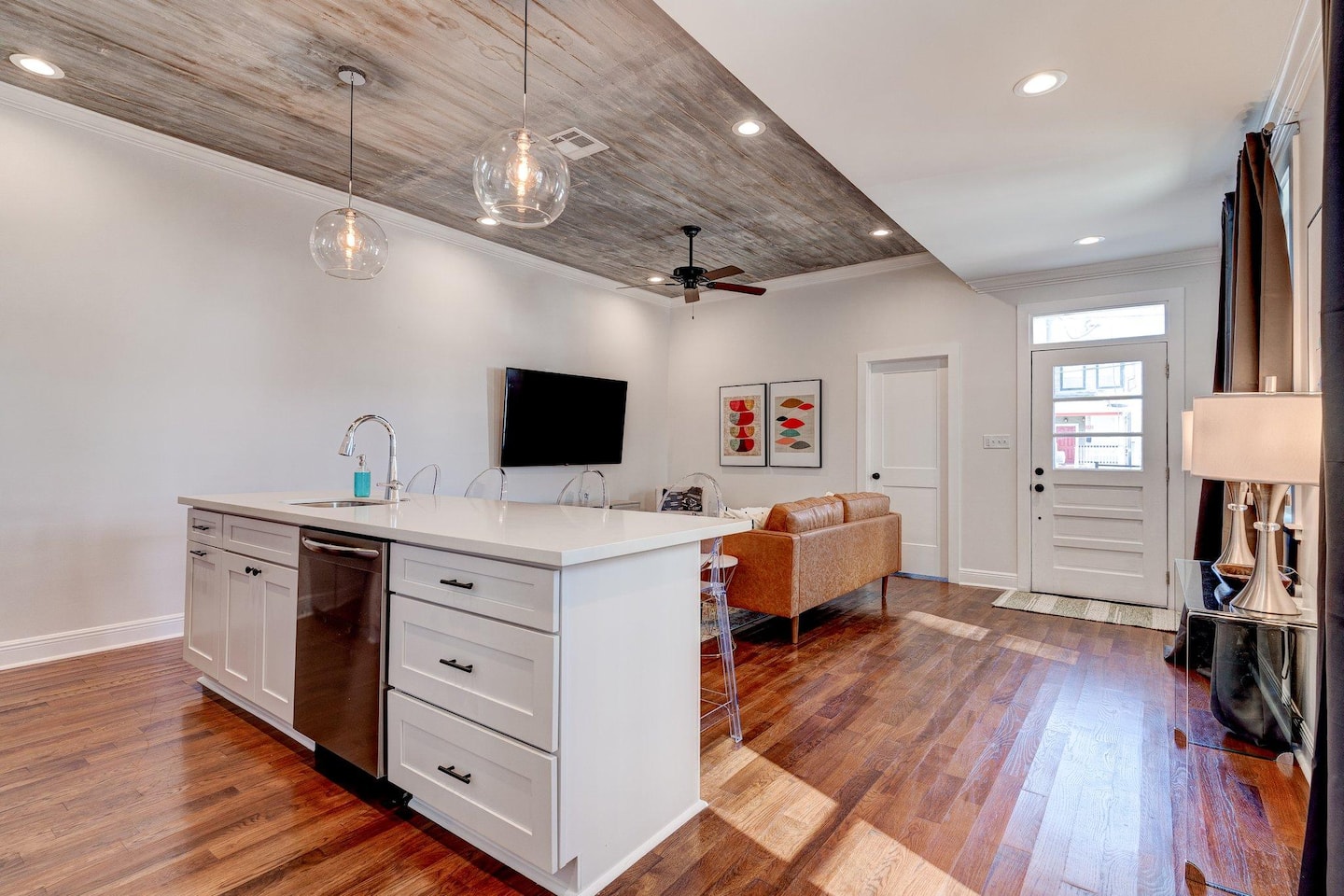 living room and kitchen area