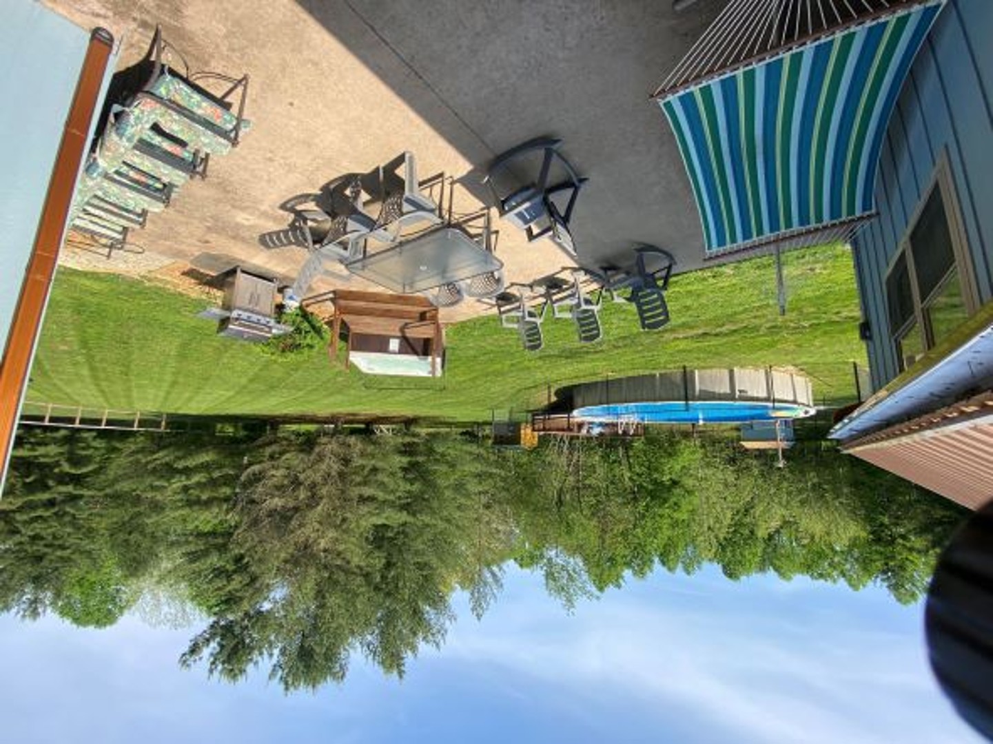 Patio with 33-ft pool and hot tub