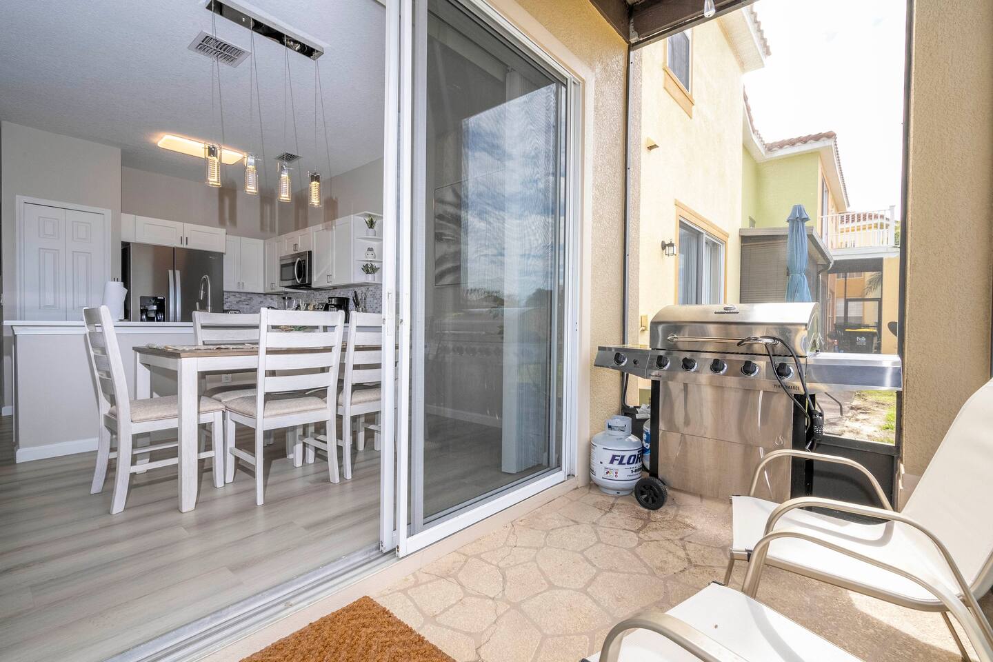 The grill service is available! Outdoor furniture located at the patio to relax with family