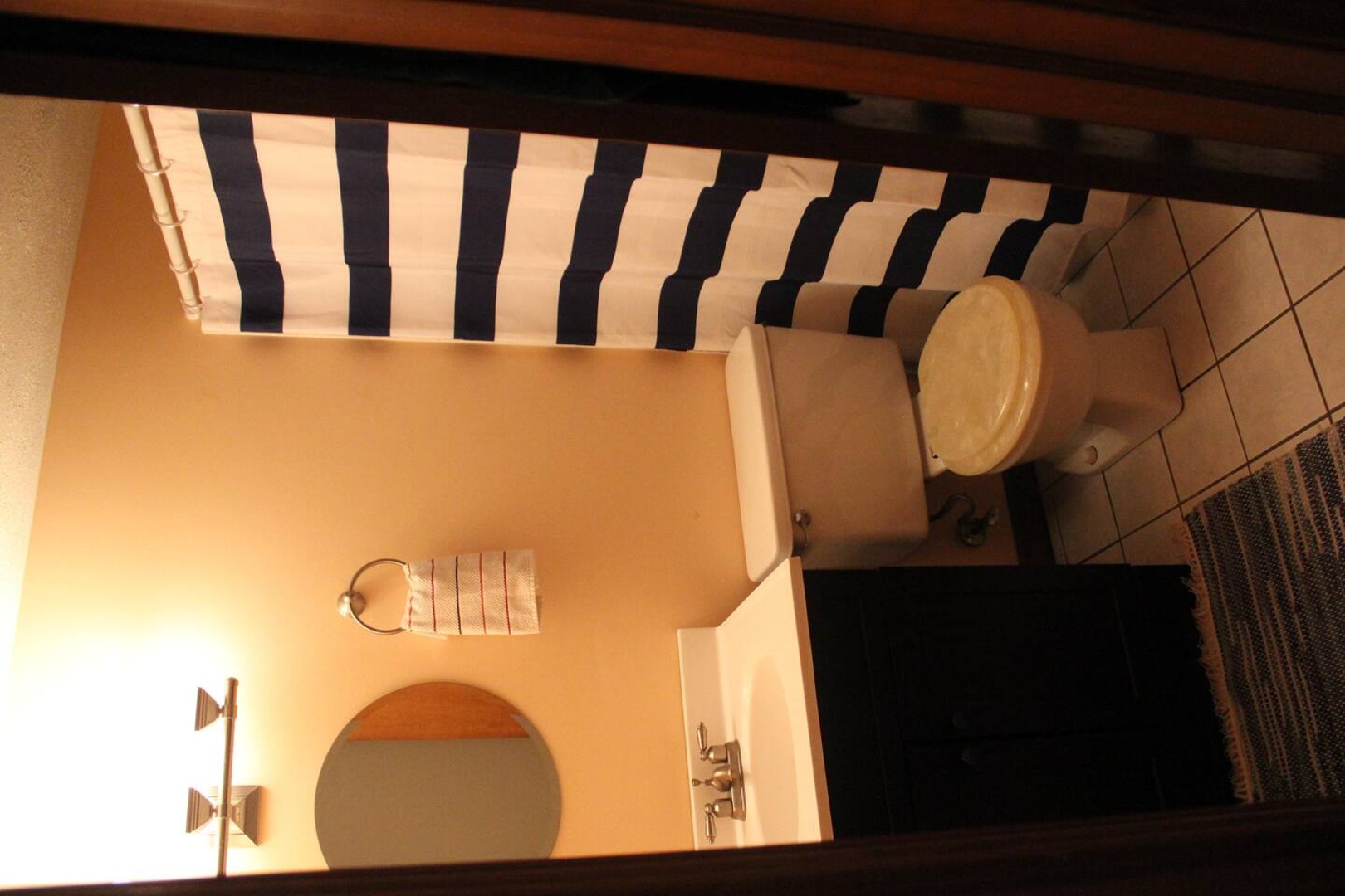 Hallway bathroom with bathtub