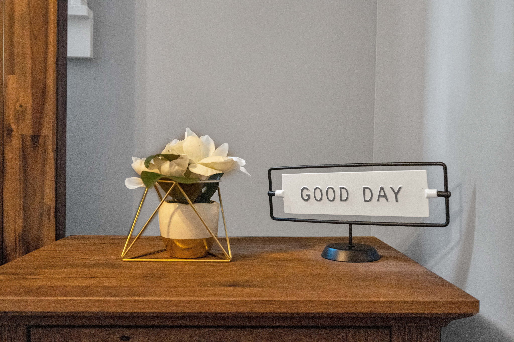 Styled desk with cheerful detail