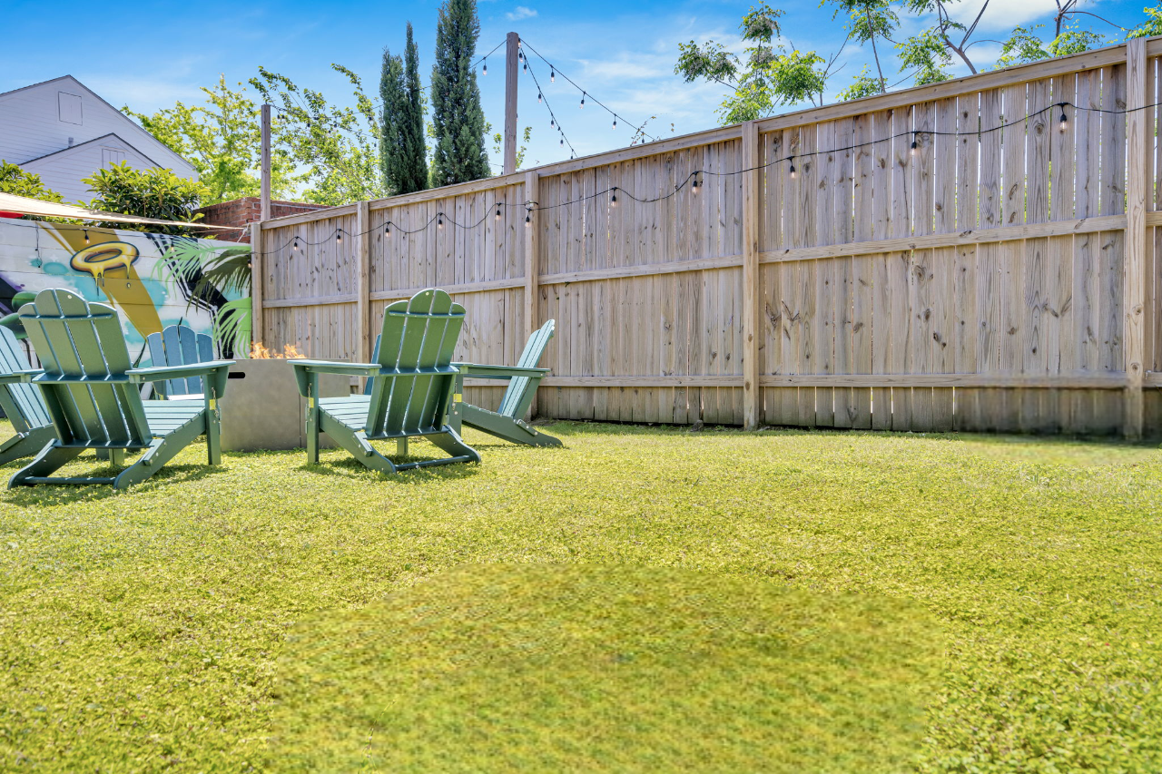 Backyard, fire pit, and room to relax.