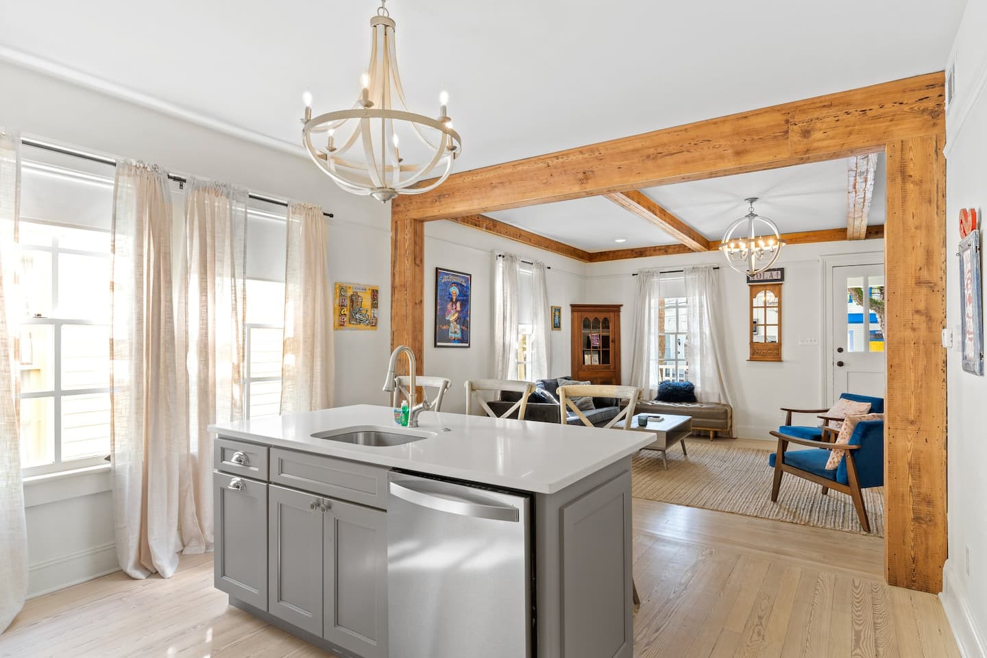 Lovely Kitchen Space featuring a sizable counter for extra dining space