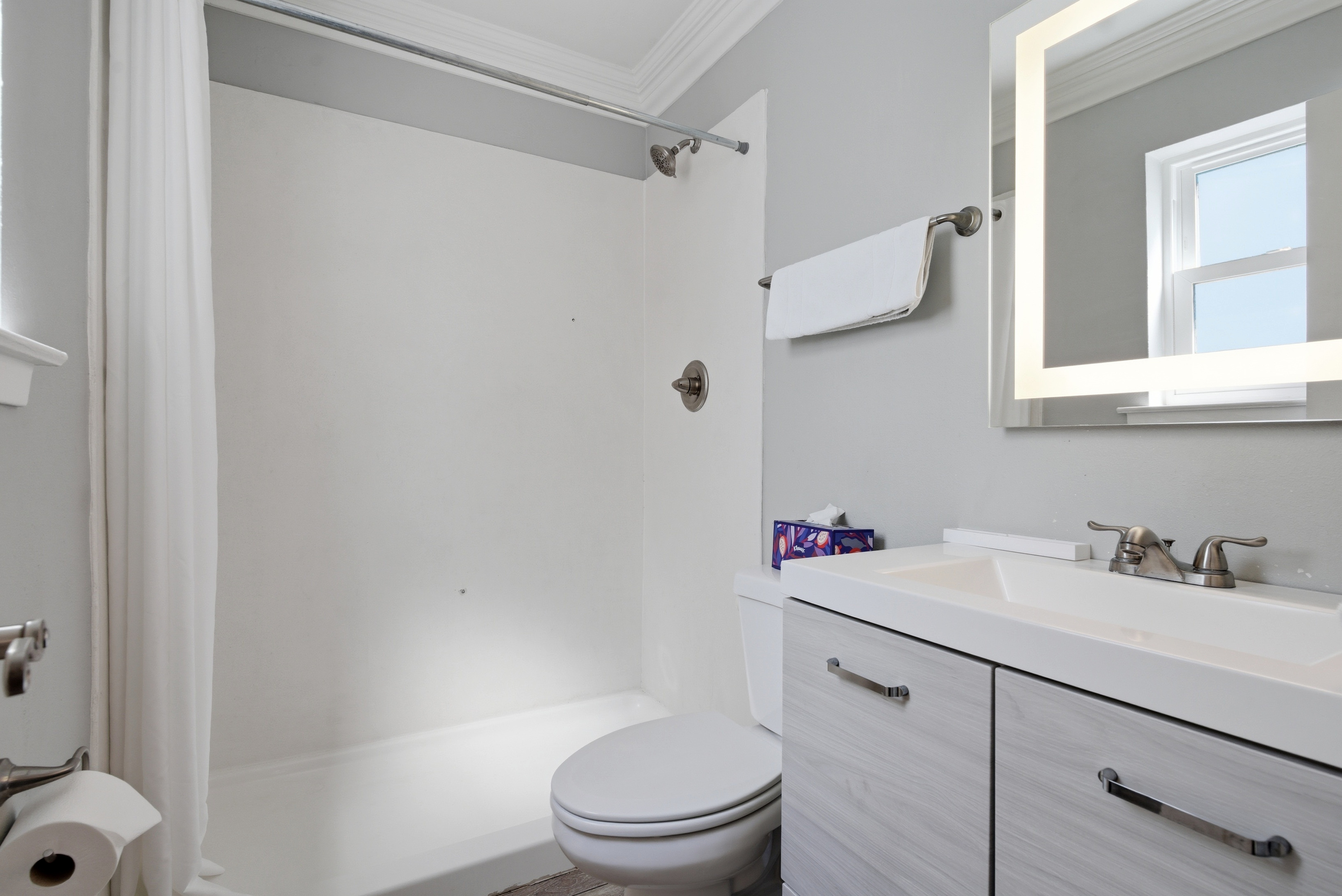 Neat bathroom with modern simplicity