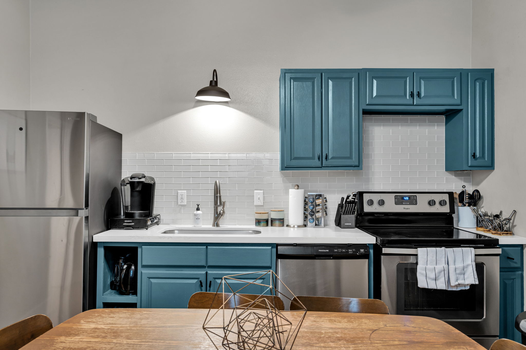 Modern Kitchen with Stylish Blue Cabinets