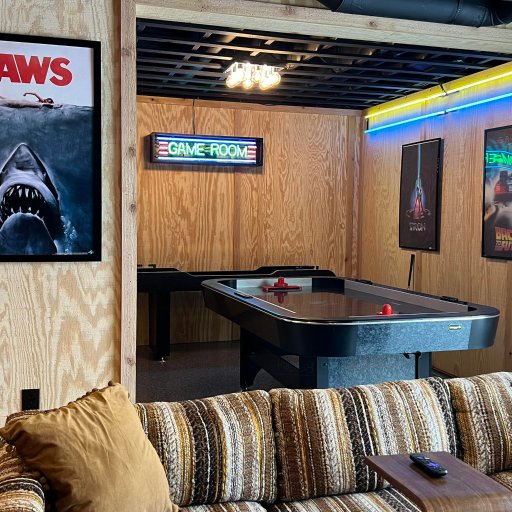 Game room with vintage arcade games and retro vibes