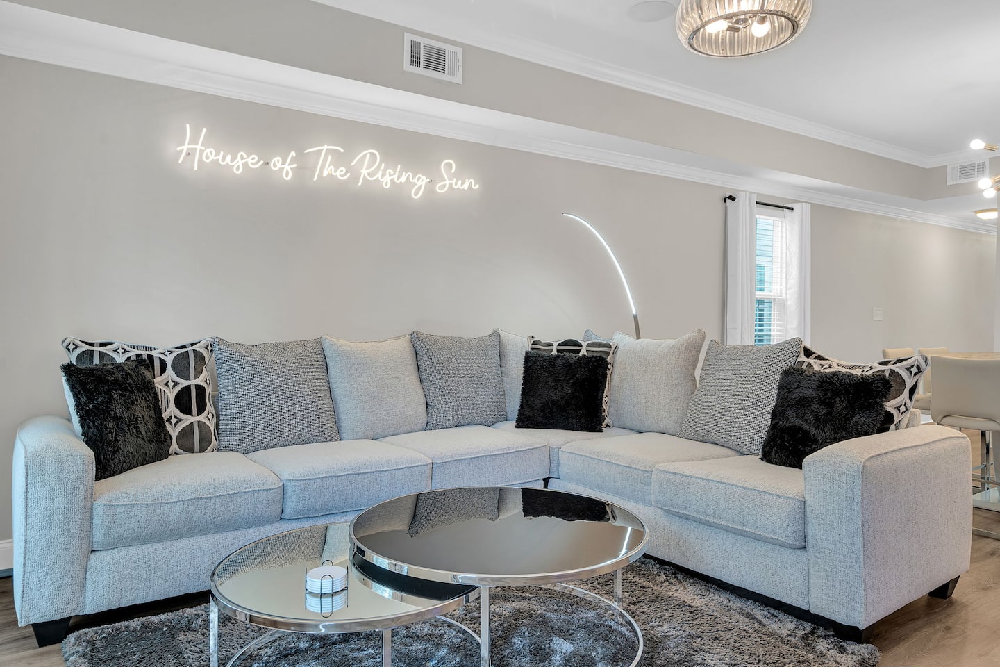 Comfy couch, perfect for sitting together with friends and family, while enjoying a movie!