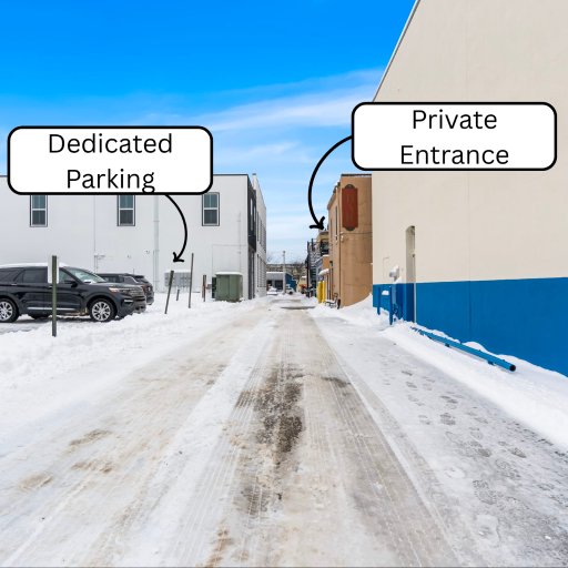Dedicated parking and your private entrance, off the alley behind Bridge Street.