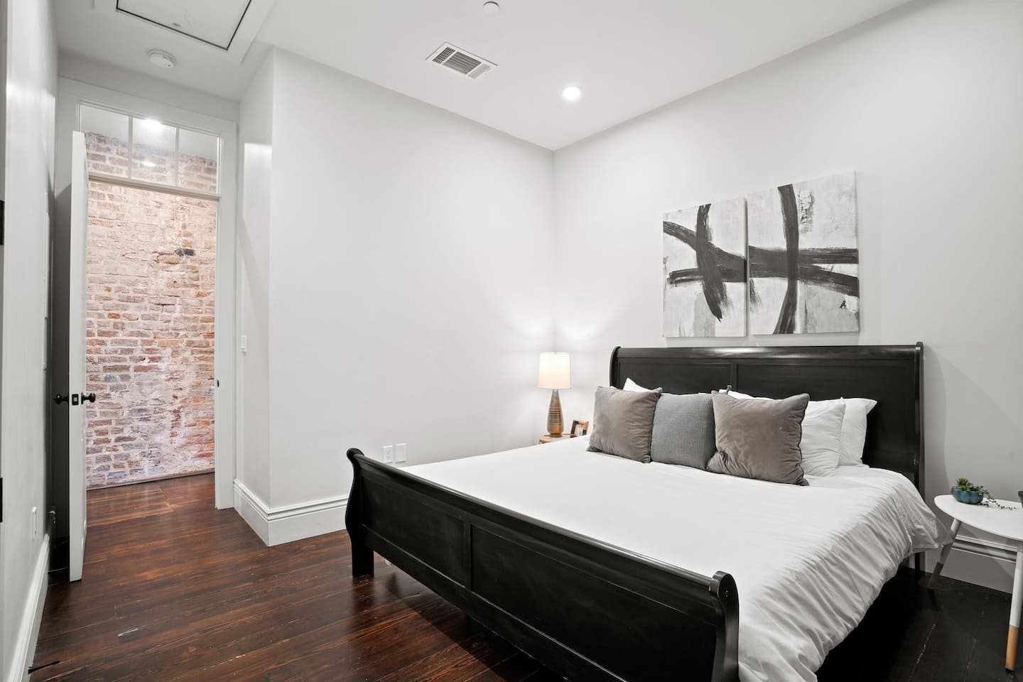 Modern decor in our king bedrooms
